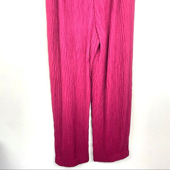 Vintage Wide Leg Crepe Lounge Pants Raspberry Red - Picture 3 of 8